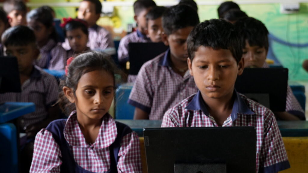 district children learning through digital technology, an AROEHAN NGO initiaitve